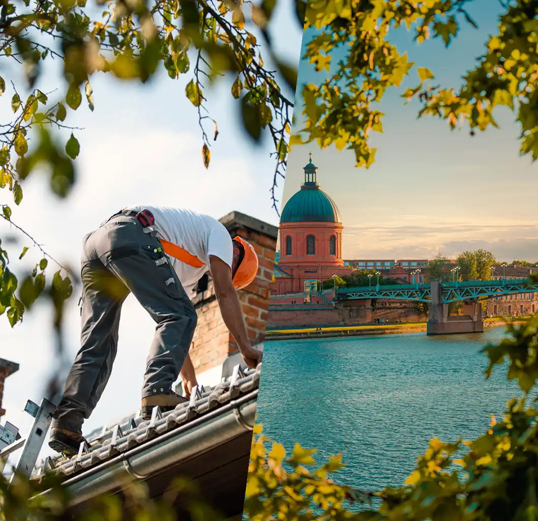 montage couvreur avec vue sur toulouse
