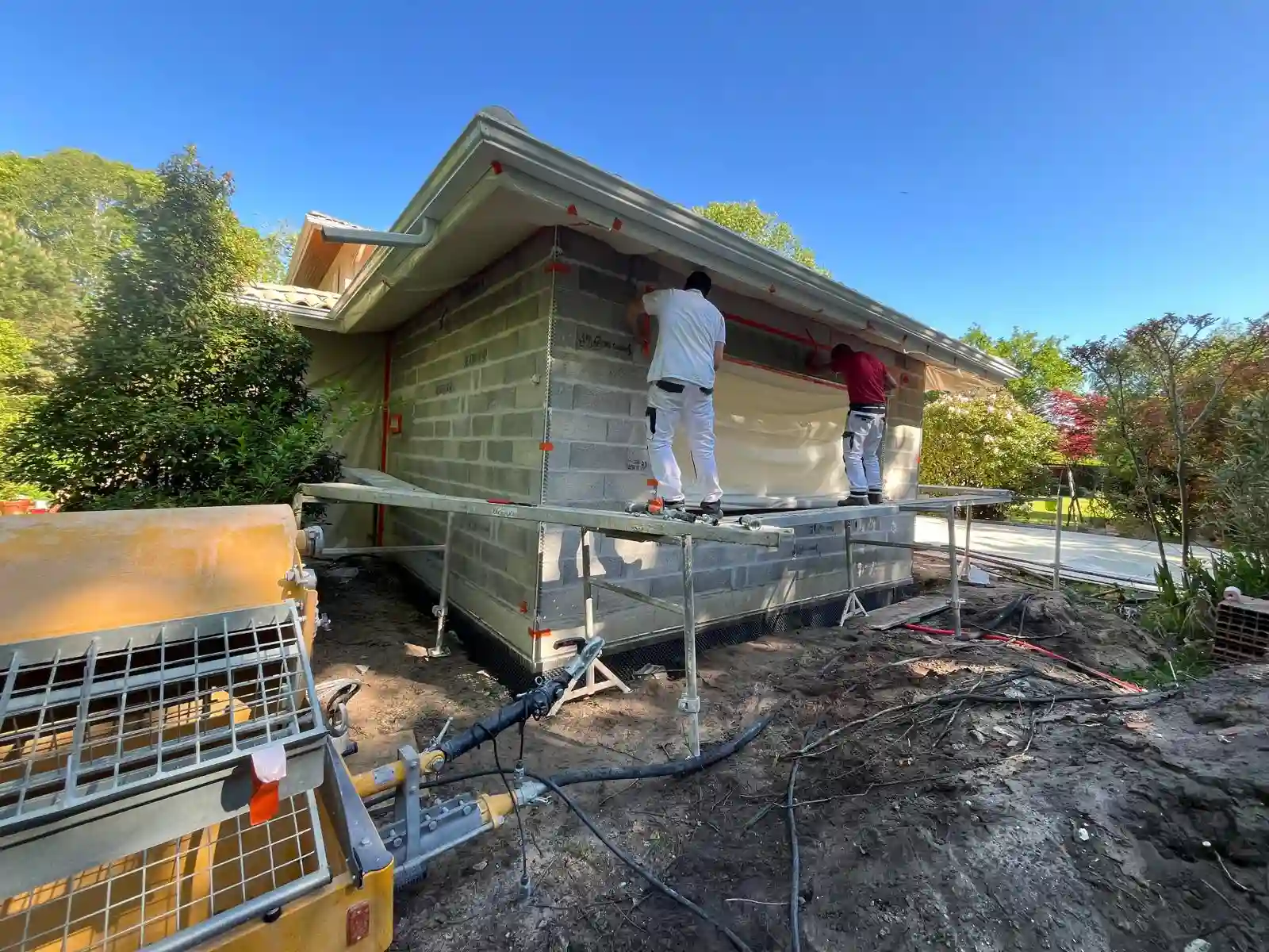 Préparation chantier enduit